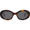 Celine Triomphe 54mm Oval Sunglasses In Shiny Classic Havana/smoke