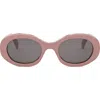 Celine Triomphe 52mm Oval Sunglasses In Shiny Pink/smoke