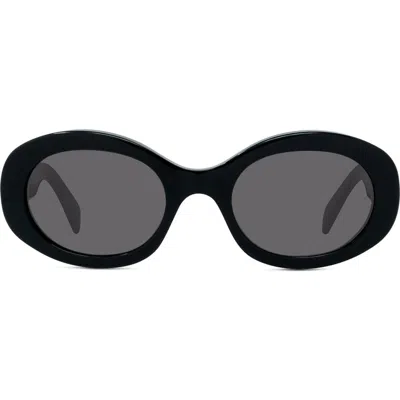 Celine Triomphe 52mm Oval Sunglasses In Black