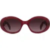 Celine Triomphe 52mm Oval Sunglasses In Shiny/gradient Bordeaux
