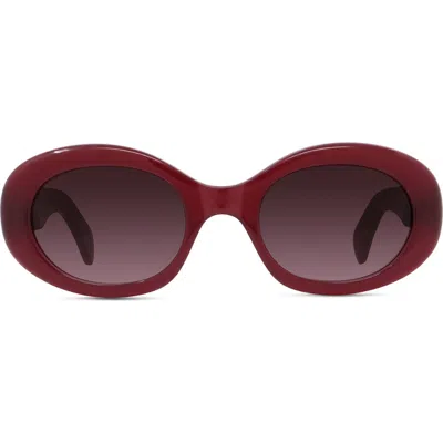 Celine Triomphe 52mm Oval Sunglasses In Shiny/gradient Bordeaux