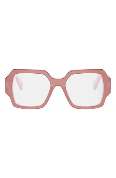 Celine Triomphe 52mm Square Reading Glasses In Pink
