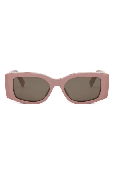 Celine Triomphe 53mm Rectangular Sunglasses In Pink