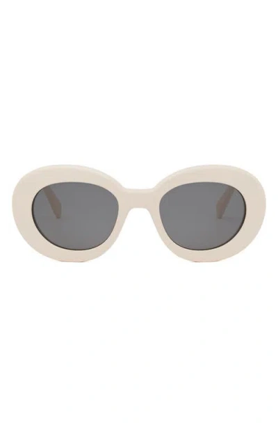 Celine Triomphe 53mm Round Sunglasses In Ivory/smoke