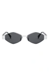 Celine Triomphe 54mm Geometric Sunglasses In Shiny Palladium/smoke