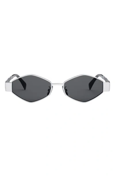 Celine Triomphe 54mm Geometric Sunglasses In Shiny Palladium/smoke
