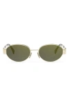Celine Womens Gold Cl40235u Oval-frame Metal Sunglasses In Shiny Endura Gold/green