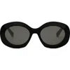 Celine Triomphe 54mm Round Sunglasses In Black