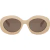 Celine Cl40292u Triomphe 57e Beige Sunglasses In Shiny Beige/brown