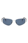 Celine Triomphe 55mm Cat Eye Sunglasses In Palladium/blue