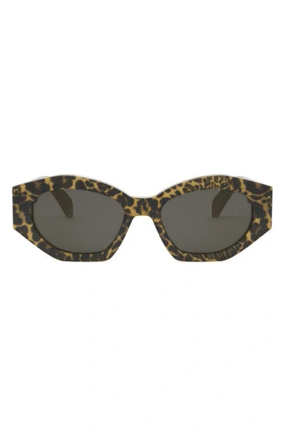 Celine Triomphe 55mm Oval Sunglasses In Light Brown/ Smoke