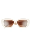 Celine Triomphe 55mm Rectangular Sunglasses In Ivory/brown