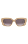 Celine Triomphe 55mm Rectangular Sunglasses In Shiny Beige/gradient Brown