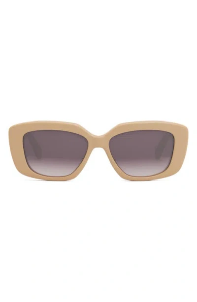 Celine Triomphe 55mm Rectangular Sunglasses In Shiny Beige/gradient Brown