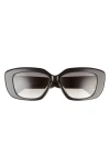 Celine Triomphe 55mm Rectangular Sunglasses In Shiny Black/gradient Brown