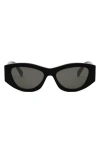 Celine Triomphe 55mm Rectangular Sunglasses In Shiny Black/smoke