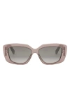 Celine Triomphe 55mm Gradient Rectangular Sunglasses In Shiny Light Brown/smoke