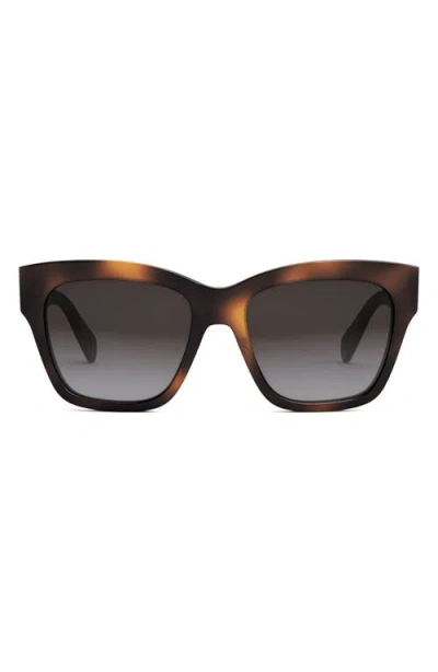 Celine Triomphe 55mm Round Sunglasses In Blonde Havana/roviex
