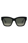 Celine Triomphe 55mm Round Sunglasses In Shiny Black/gradient Brown