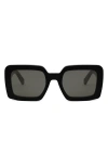 Celine Triomphe 56mm Square Sunglasses In Black/smoke