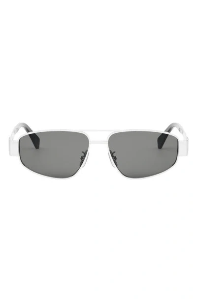 Celine Triomphe 57mm Pilot Sunglasses In Gray