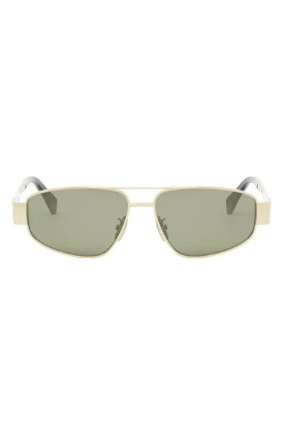 Celine Triomphe 57mm Pilot Sunglasses In Green