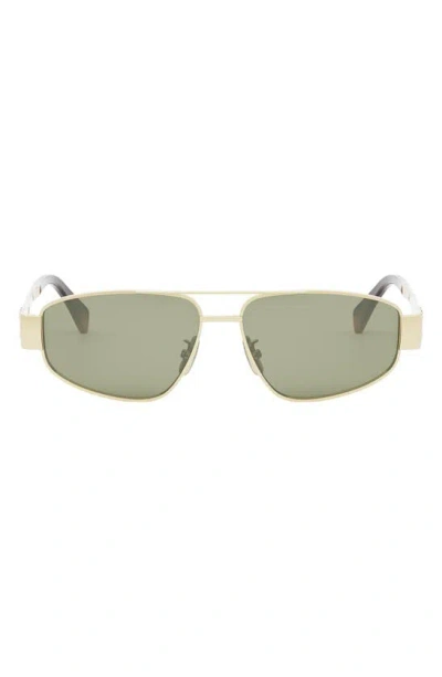 Celine Men's Metal Triomphe 57mm Pilot Sunglasses In Sengldgrn