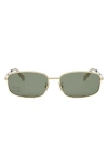 Celine Triomphe 60mm Rectangular Sunglasses In Gold Crystal Green