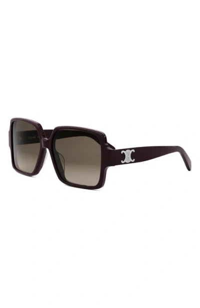 Celine Triomphe 60mm Square Sunglasses In Black