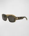 Celine Women's Triomphe 55mm Rectangular Sunglasses In Animal Smoke