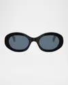Celine Triomphe Acetate Oval Sunglasses In Black