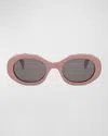 Celine Triomphe Acetate Oval Sunglasses In Pink