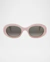 Celine Triomphe Acetate Oval Sunglasses In Neutral