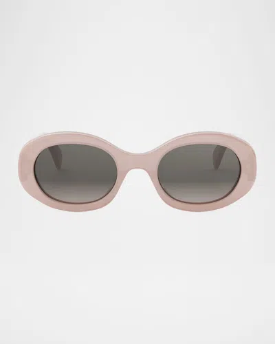 Celine Triomphe Acetate Oval Sunglasses In Neutral