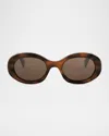 Celine Triomphe Acetate Oval Sunglasses In Brown