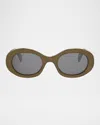 Celine Cl40194u Triomphe 96a Verde Oliva Sunglasses In Brown