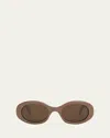 Celine Triomphe Cl40194u 45e Oval Sunglasses In Brown