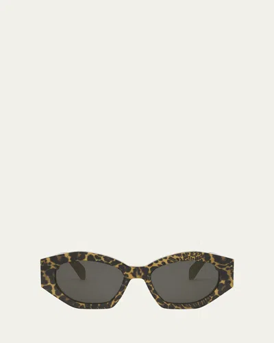 Celine Triomphe Acetate Oval Sunglasses In Light Brown Other Smoke