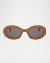 Celine Cl40194u Triomphe 45a Opaline Caramel Sunglasses In Shiny Light Brown Smoke