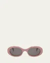 Celine Triomphe Acetate Oval Sunglasses In 72a - Rose