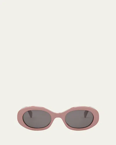 Celine Triomphe Acetate Oval Sunglasses In 72a - Rose