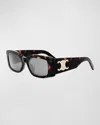 Celine Triomphe Acetate Rectangle Sunglasses In Black