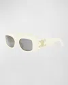 Celine Triomphe Acetate Rectangle Sunglasses In Neutral