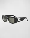 Celine Triomphe Acetate Rectangle Sunglasses In Black