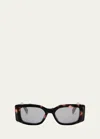 Celine Triomphe Acetate Rectangle Sunglasses In Marrone
