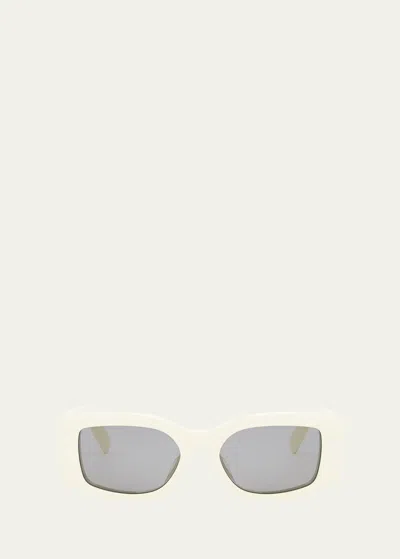 Celine Triomphe Acetate Rectangle Sunglasses In Bone Smoke