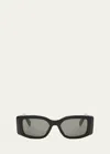 Celine Triomphe Acetate Rectangle Sunglasses In Shiny Black Smo