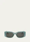 Celine Triomphe Acetate Rectangle Sunglasses In Shiny Light Green