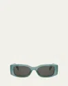 Celine Triomphe Acetate Rectangle Sunglasses In Shiny Light Green Smoke