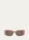 Celine Triomphe Acetate Rectangle Sunglasses In Shiny Pink Brown